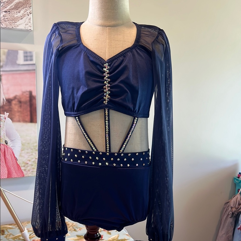 Navy Blue Long Sleeve Dance Costume